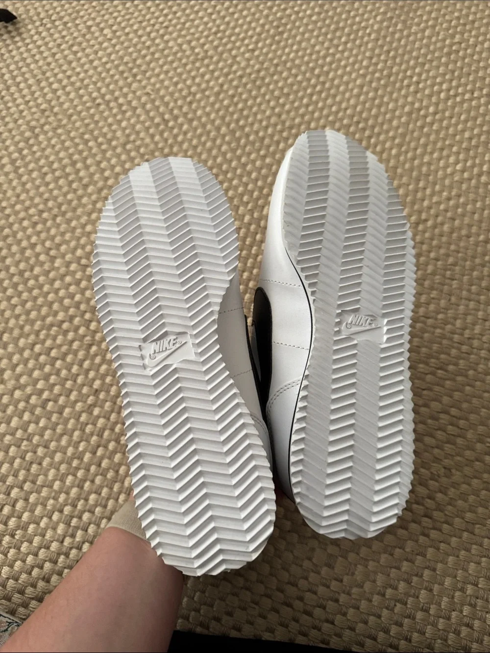 Nike Kids White Sneakers with Black Swoosh